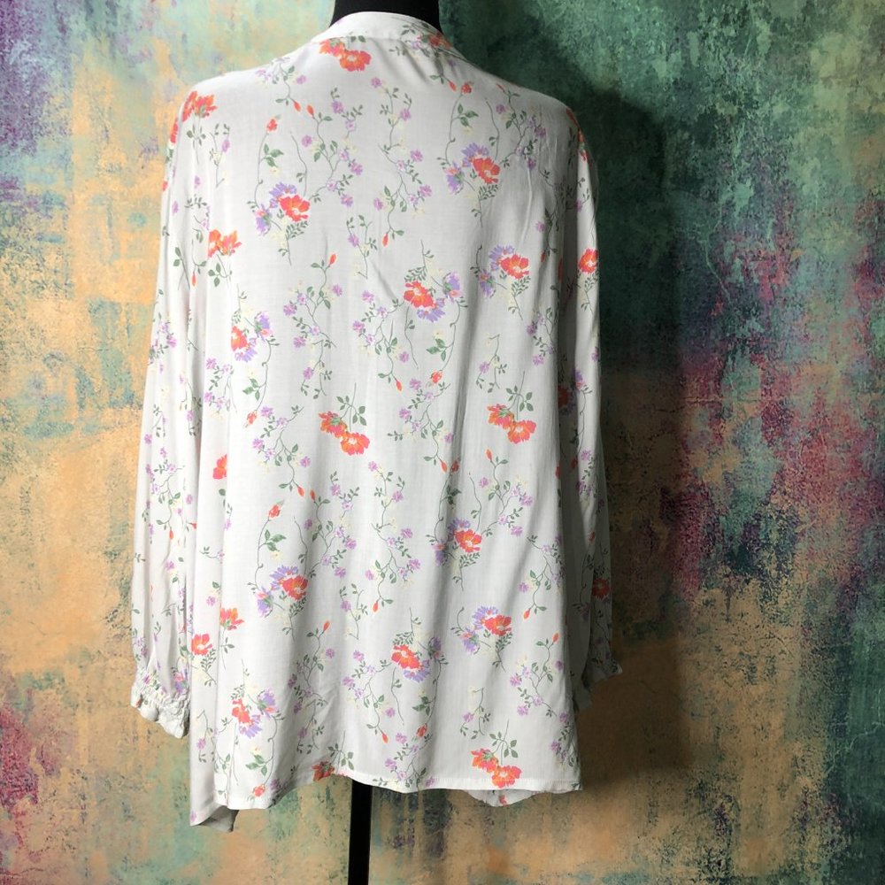 📌 Floral Spring / Summer Plus Size Pull On 3/4 Sleeves Blouse - Picture 9 of 13